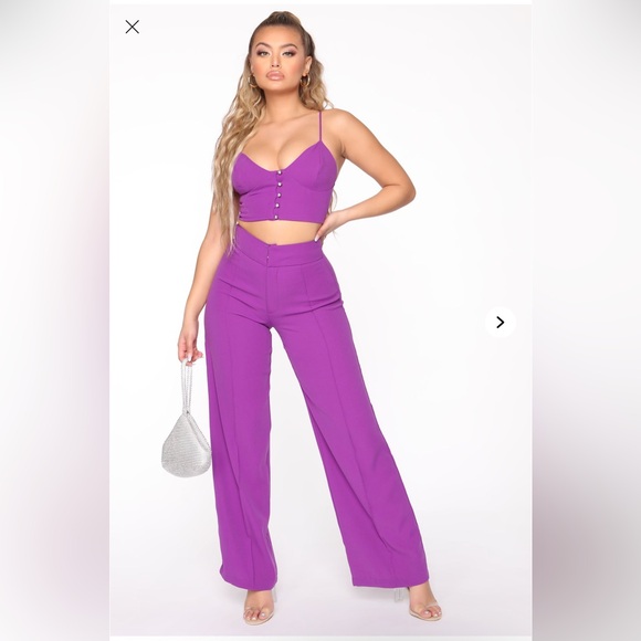 Fashion Nova Pants - Fashion Nova Purple Wide Leg Jumpsuit